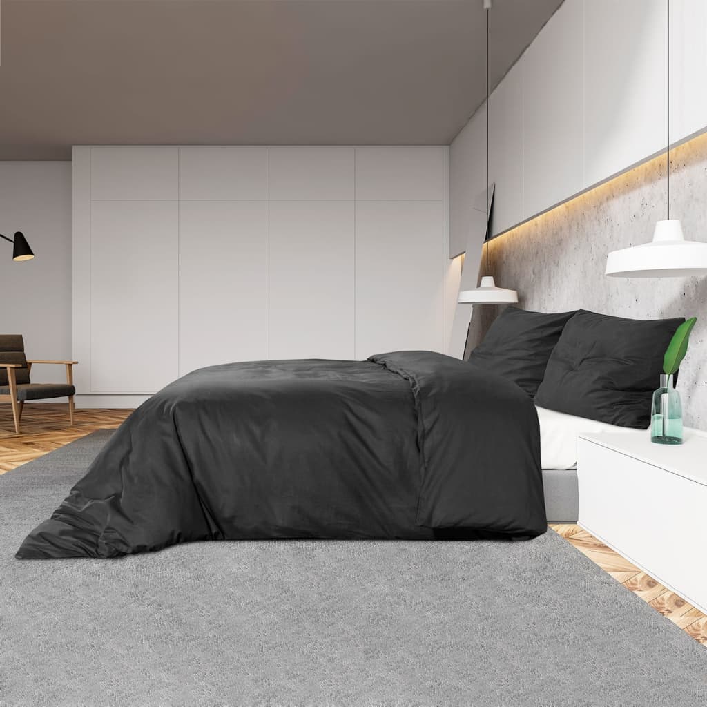 Ensemble de housse de couette Noir 240x220 cm Coton Housses de couette vidaXL   