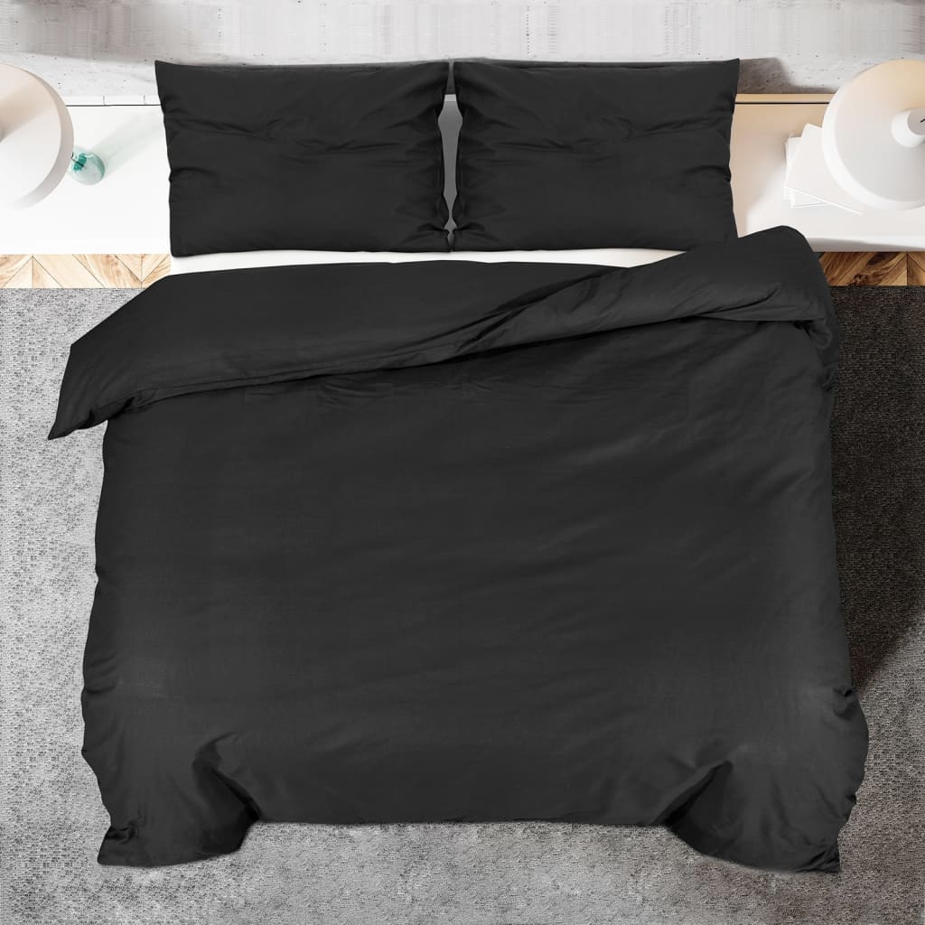 Ensemble de housse de couette Noir 240x220 cm Coton Housses de couette vidaXL   