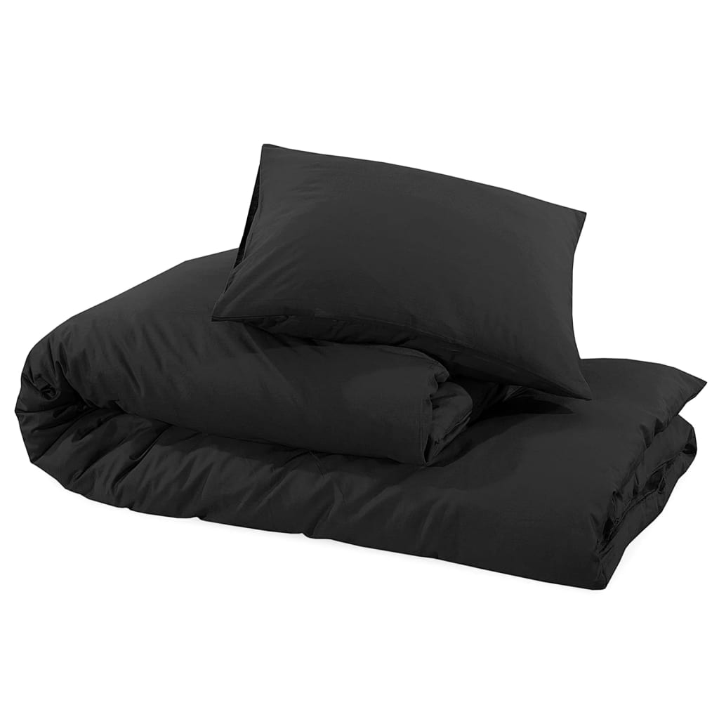 Ensemble de housse de couette Noir 240x220 cm Coton Housses de couette vidaXL   