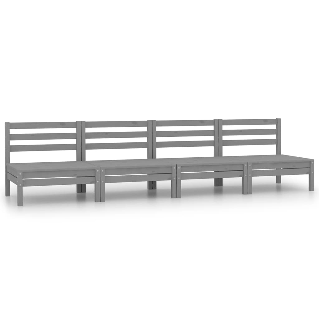 Canapés centraux de jardin 4 pcs Gris Bois de pin massif Éléments pour canapés modulables de jardin vidaXL
