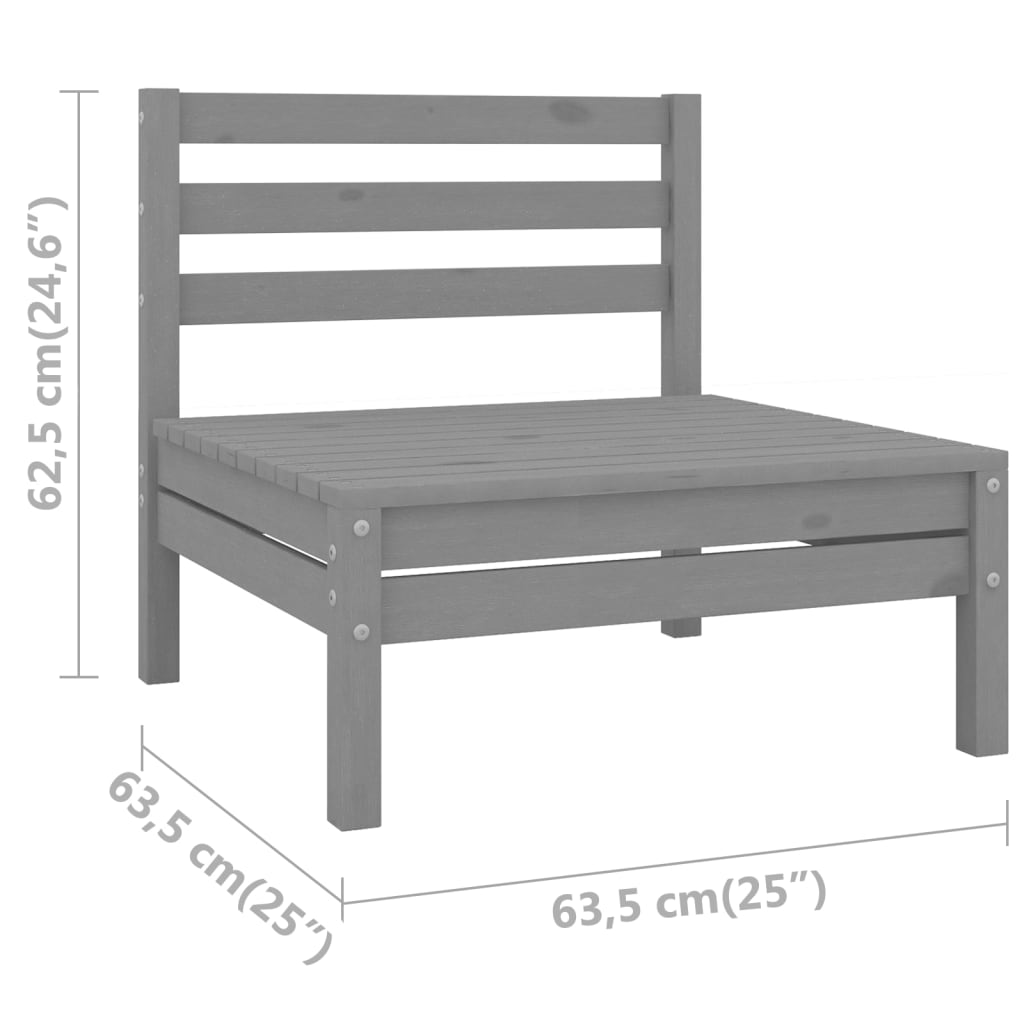Canapés centraux de jardin 4 pcs Gris Bois de pin massif Éléments pour canapés modulables de jardin vidaXL