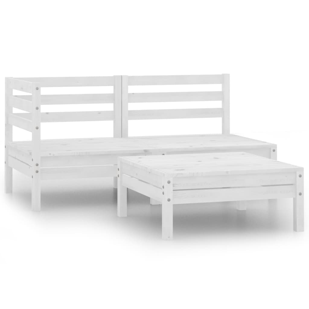 Salon de jardin 3 pcs Bois de pin massif Blanc Salons de jardin vidaXL