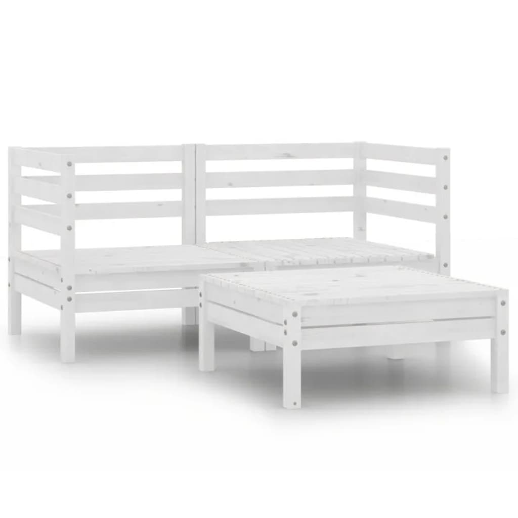 Salon de jardin 3 pcs Bois de pin massif Blanc - XIOS