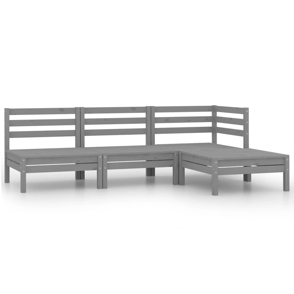 Salon de jardin 4 pcs Bois de pin massif Gris - XIOS