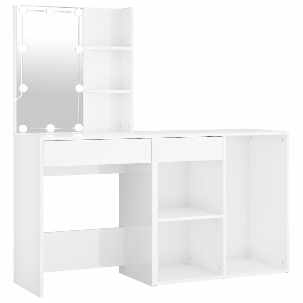 Coiffeuse à LED avec armoire Blanc brillant Bois d'ingénierie - XIOS