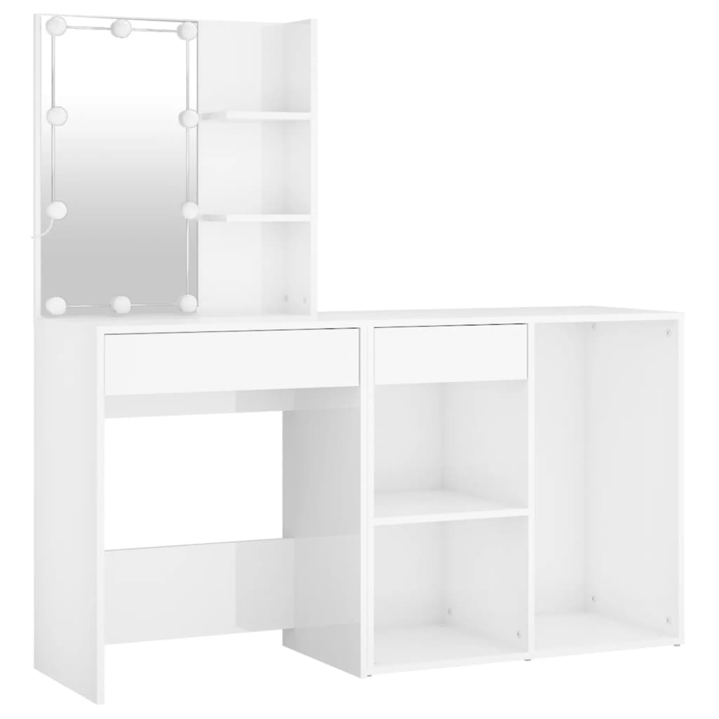 Coiffeuse à LED avec armoire Blanc brillant Bois d'ingénierie - XIOS