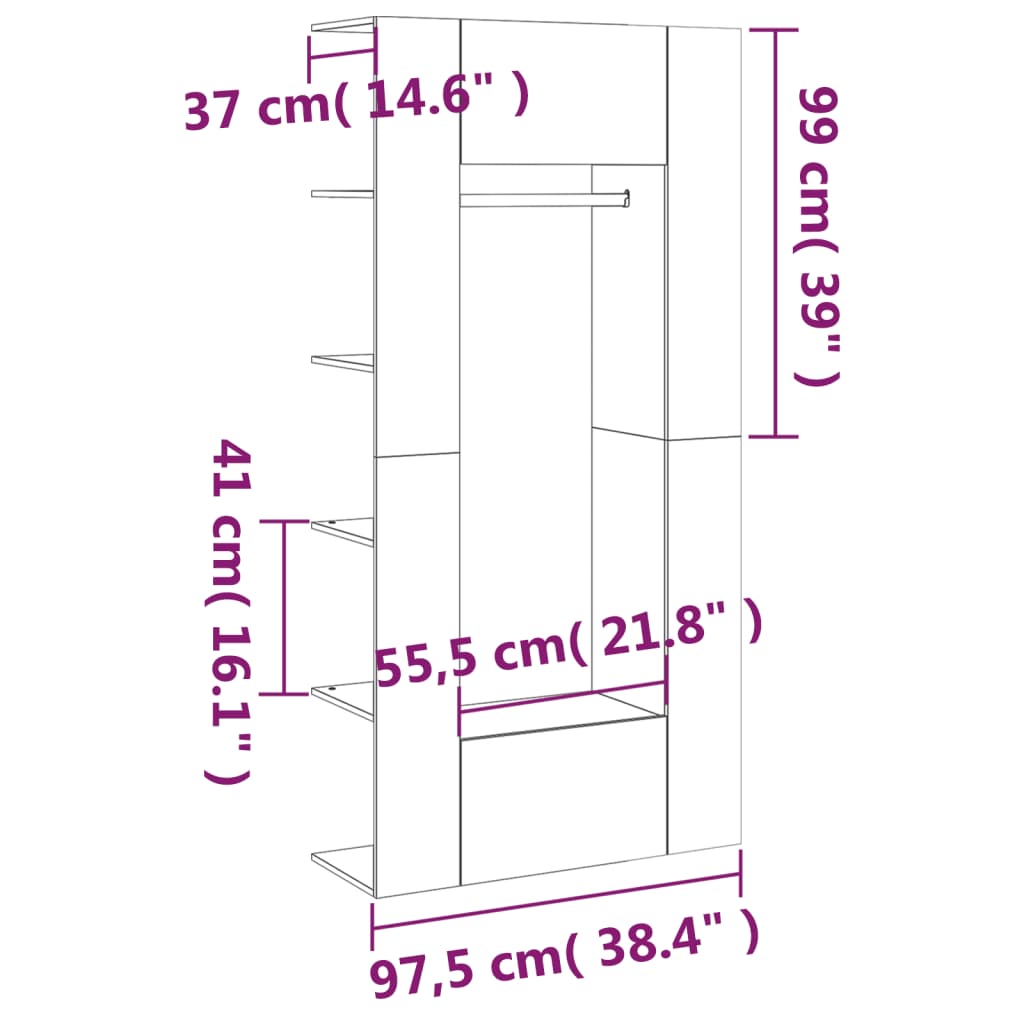 Armoires de couloir 2 pcs gris béton bois d'ingénierie