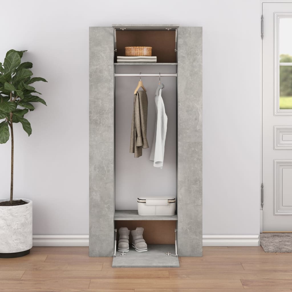 Armoires de couloir 2 pcs gris béton bois d'ingénierie