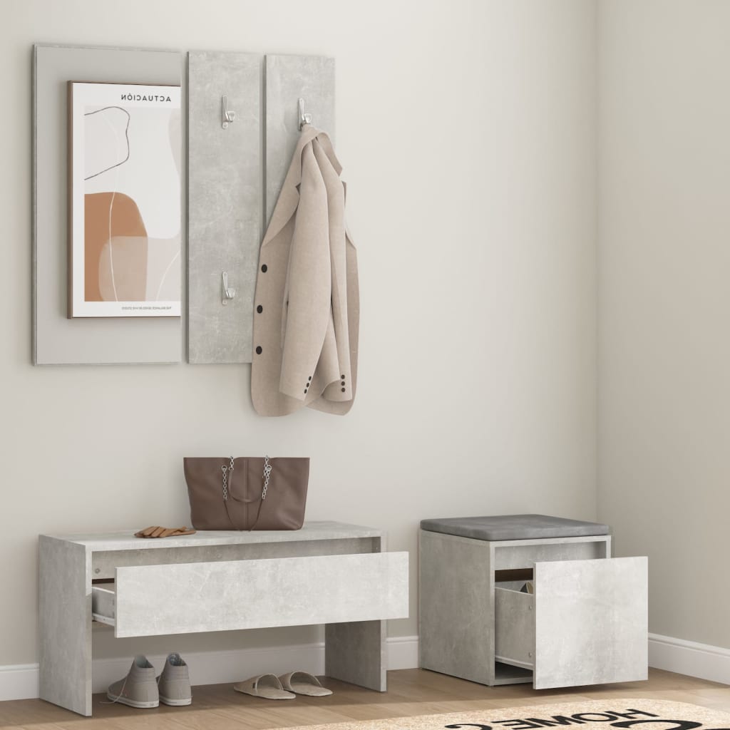 Ensemble de meubles de couloir Gris béton Bois d'ingénierie - XIOS