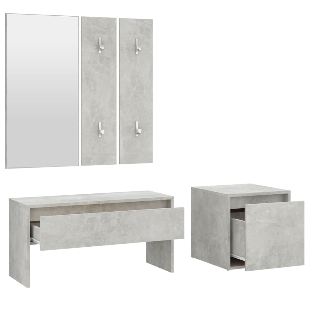 Ensemble de meubles de couloir Gris béton Bois d'ingénierie - XIOS