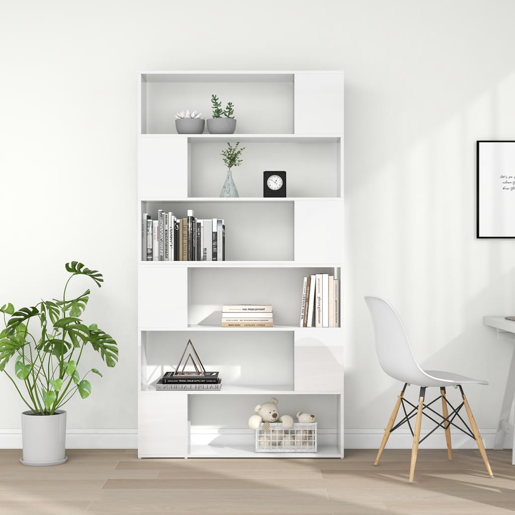 Bibliothèque/Séparateur de pièce Blanc brillant 100x24x188 cm - XIOS