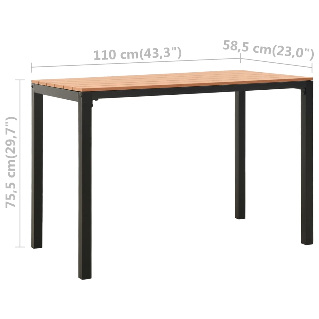 Ensemble à manger de jardin 3 pcs acier et WPC marron et noir