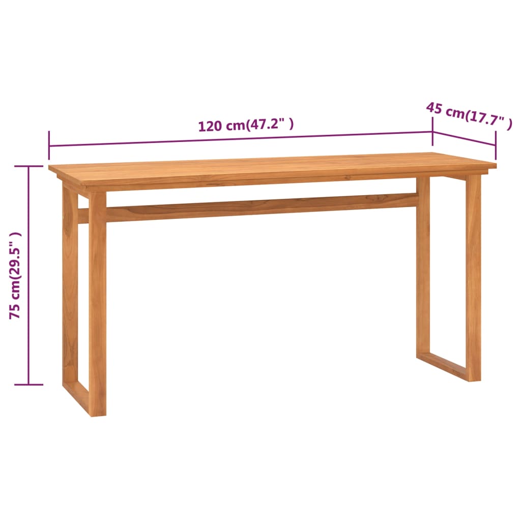Bureau 120x45x75 cm Bois de teck solide - XIOS