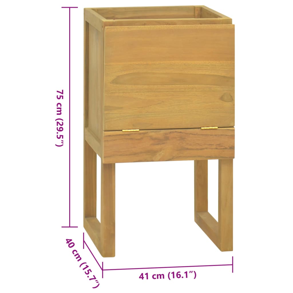 Armoire de salle de bain 41x40x75 cm bois de teck solide - XIOS