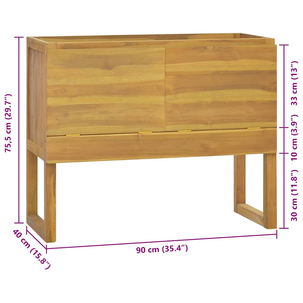 Armoire de salle de bain 90x40x75,5 cm bois de teck solide - XIOS