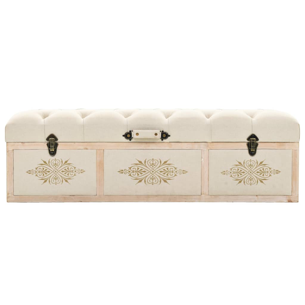 Banc de rangement 110 cm Crème Bois de sapin massif et tissu - XIOS