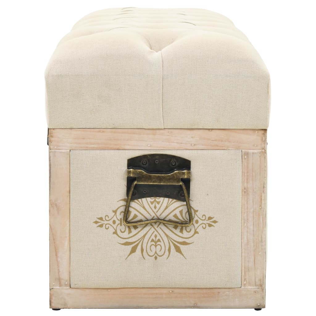 Banc de rangement 110 cm Crème Bois de sapin massif et tissu - XIOS