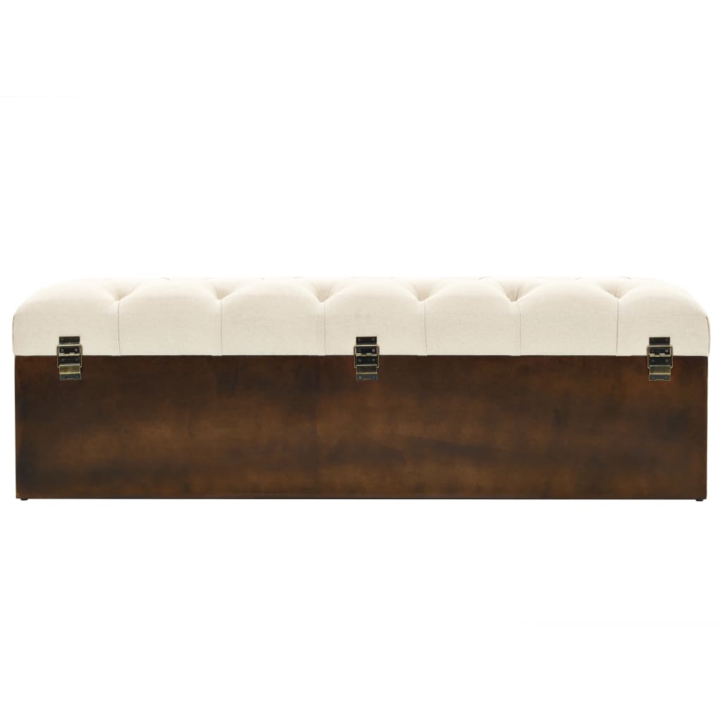 Banc de rangement 110 cm Crème Bois de sapin massif et tissu - XIOS