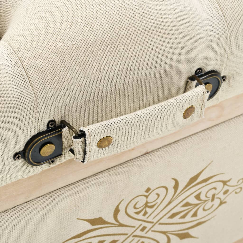 Banc de rangement 110 cm Crème Bois de sapin massif et tissu - XIOS