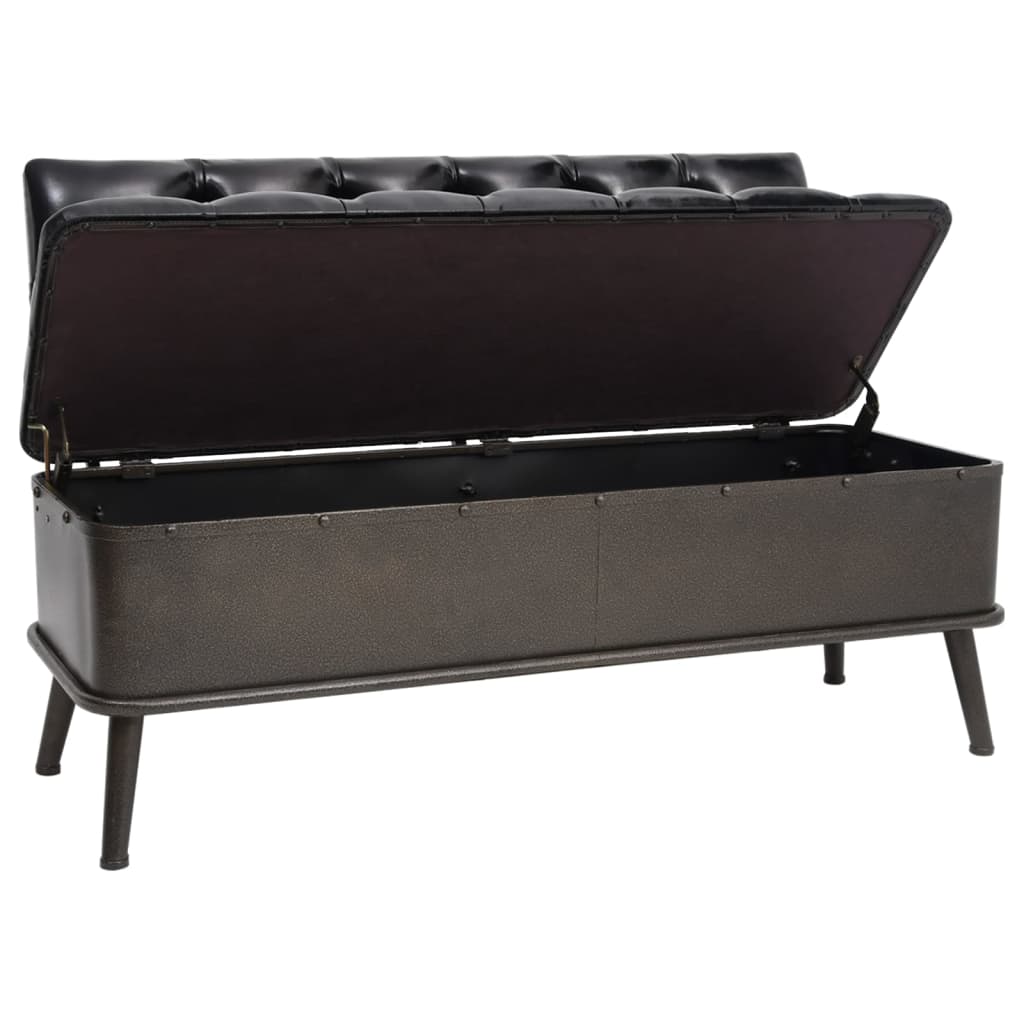 Banc de rangement avec dossier 110 cm Noir Similicuir - XIOS