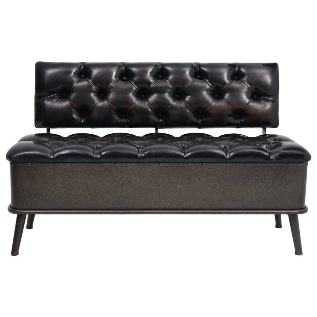 Banc de rangement avec dossier 110 cm Noir Similicuir - XIOS