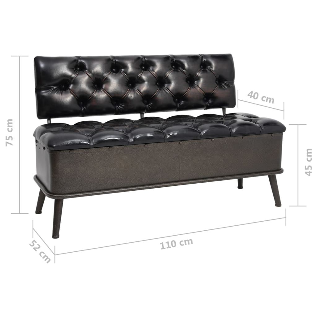 Banc de rangement avec dossier 110 cm Noir Similicuir - XIOS