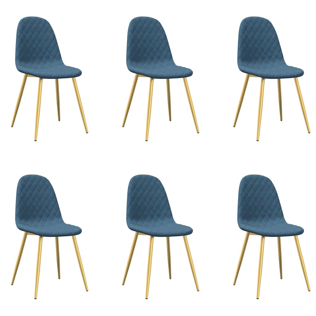 Chaises à manger lot de 6 bleu velours