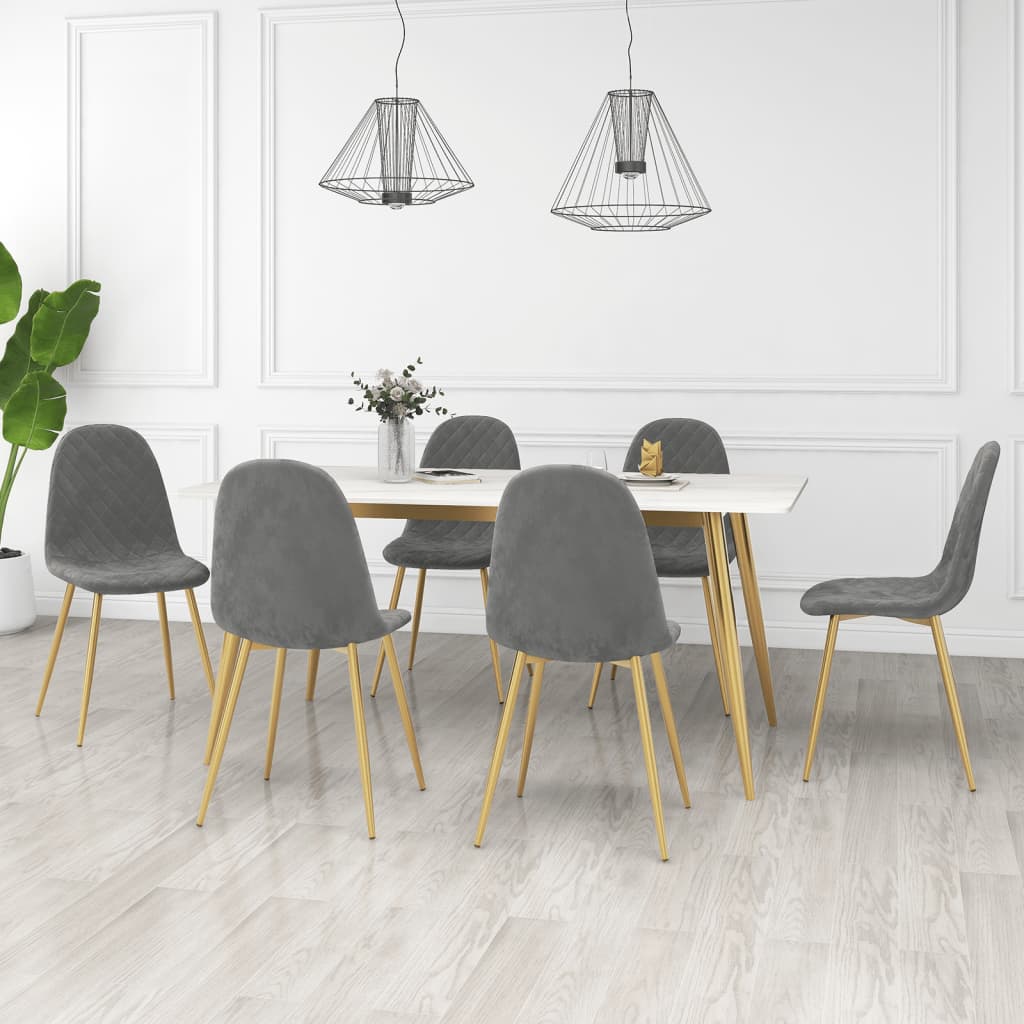 Chaises à manger lot de 6 gris clair velours - XIOS