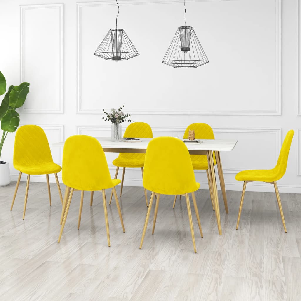 Chaises à manger lot de 6 Jaune moutarde Velours - XIOS