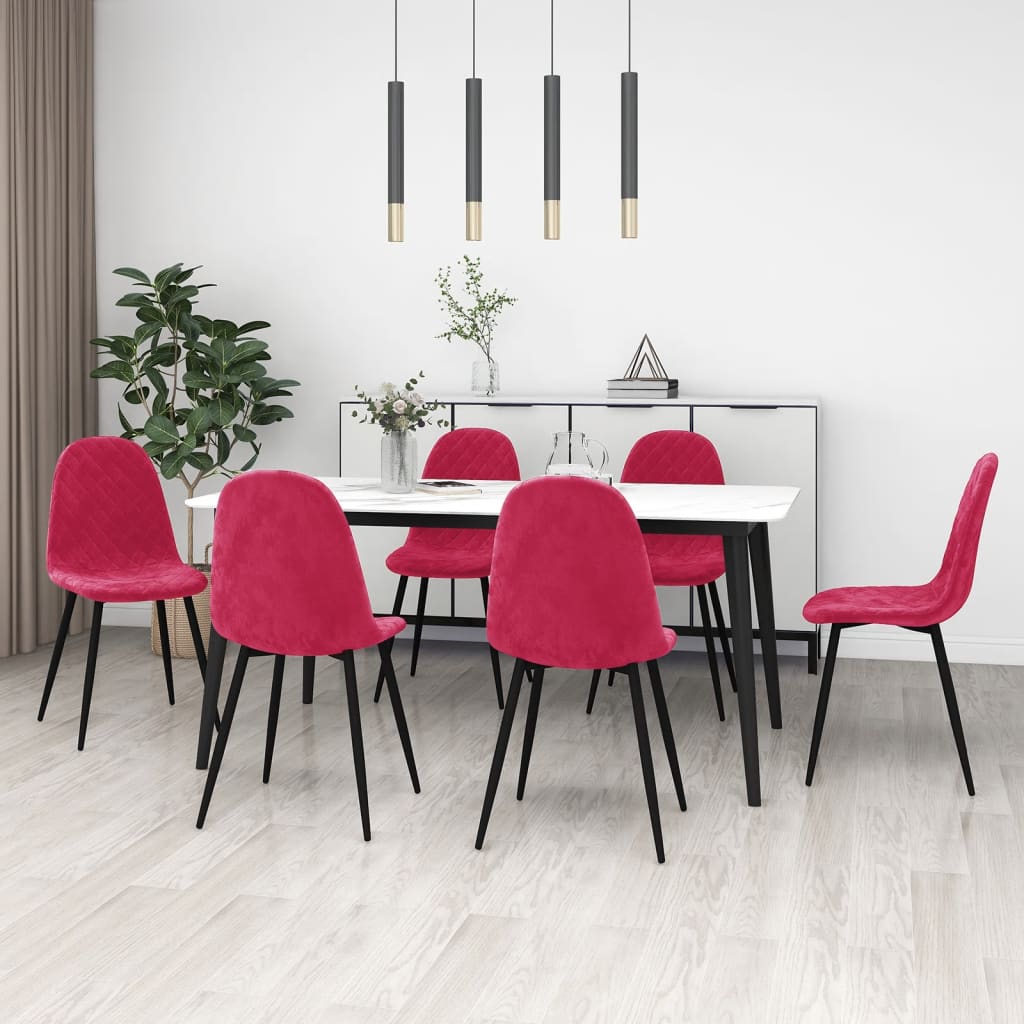 Chaises à manger lot de 6 rouge bordeaux velours