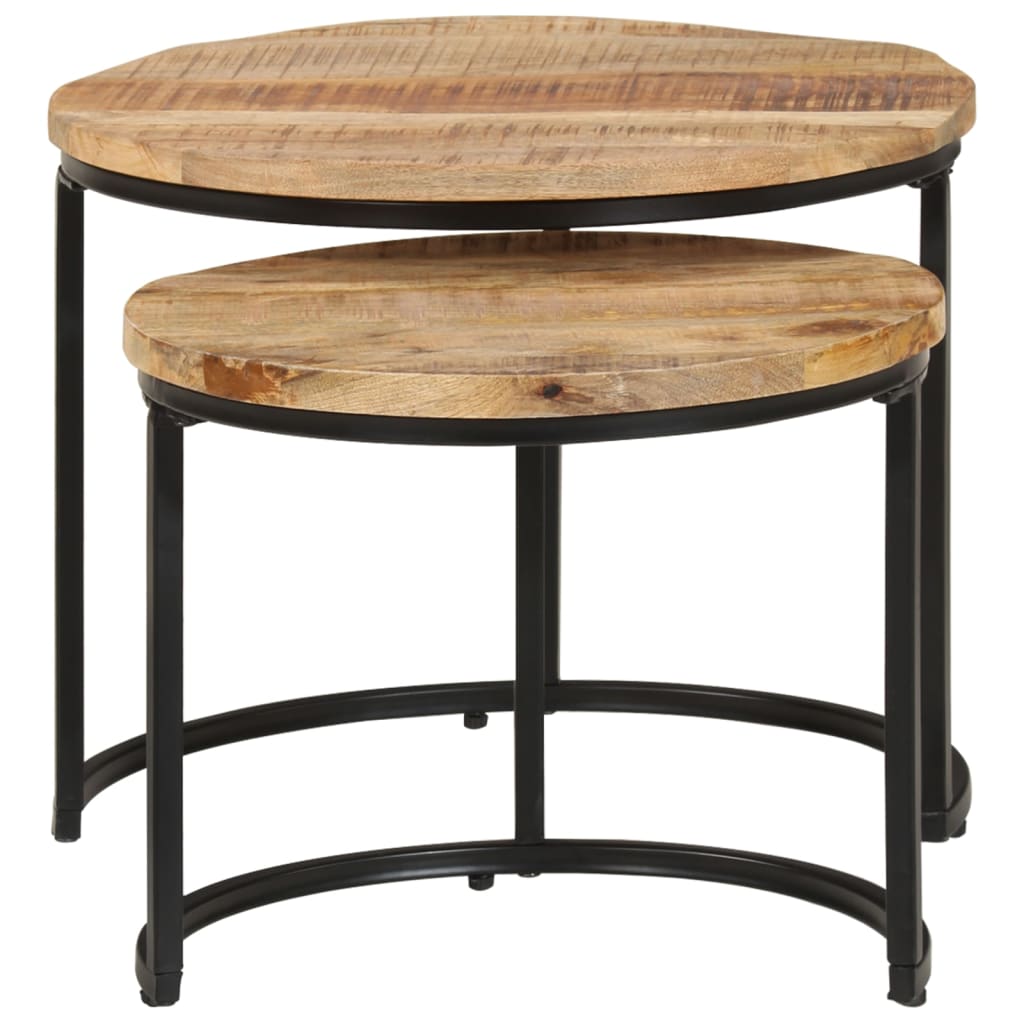 Tables gigognes 2 pcs Bois de manguier brut - XIOS