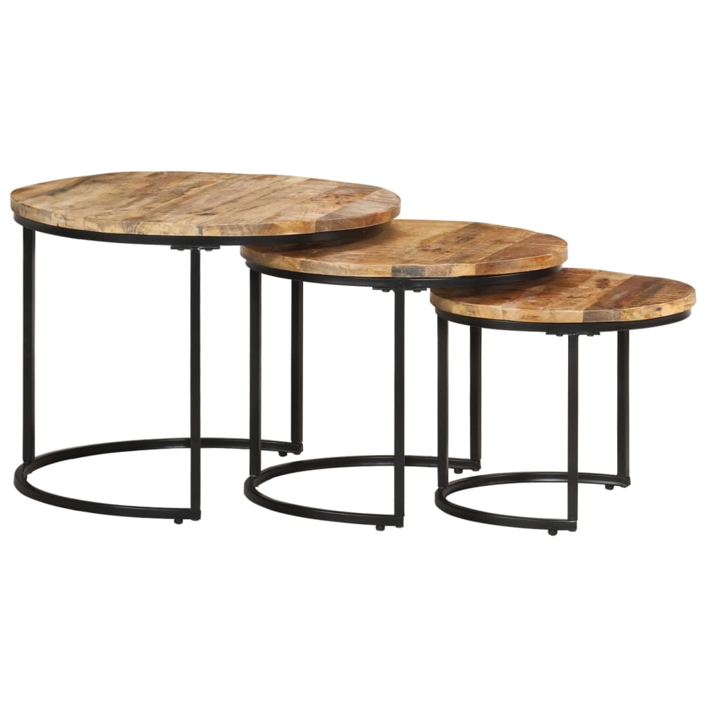 Tables gigognes 3 pcs Bois de manguier brut - XIOS