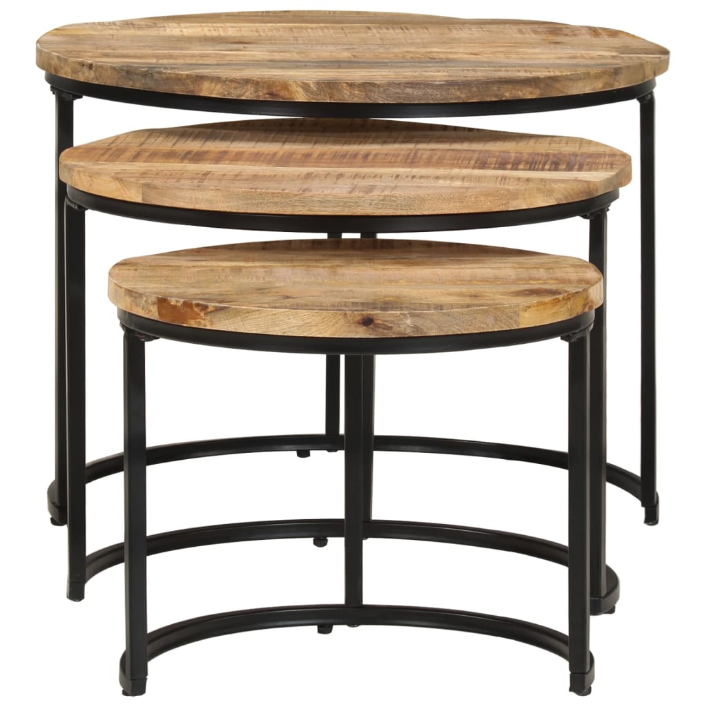 Tables gigognes 3 pcs Bois de manguier brut - XIOS