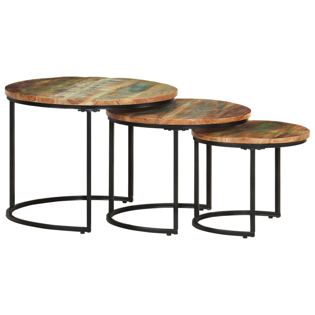 Tables gigognes 3 pcs Bois de récupération massif Tables basses vidaXL