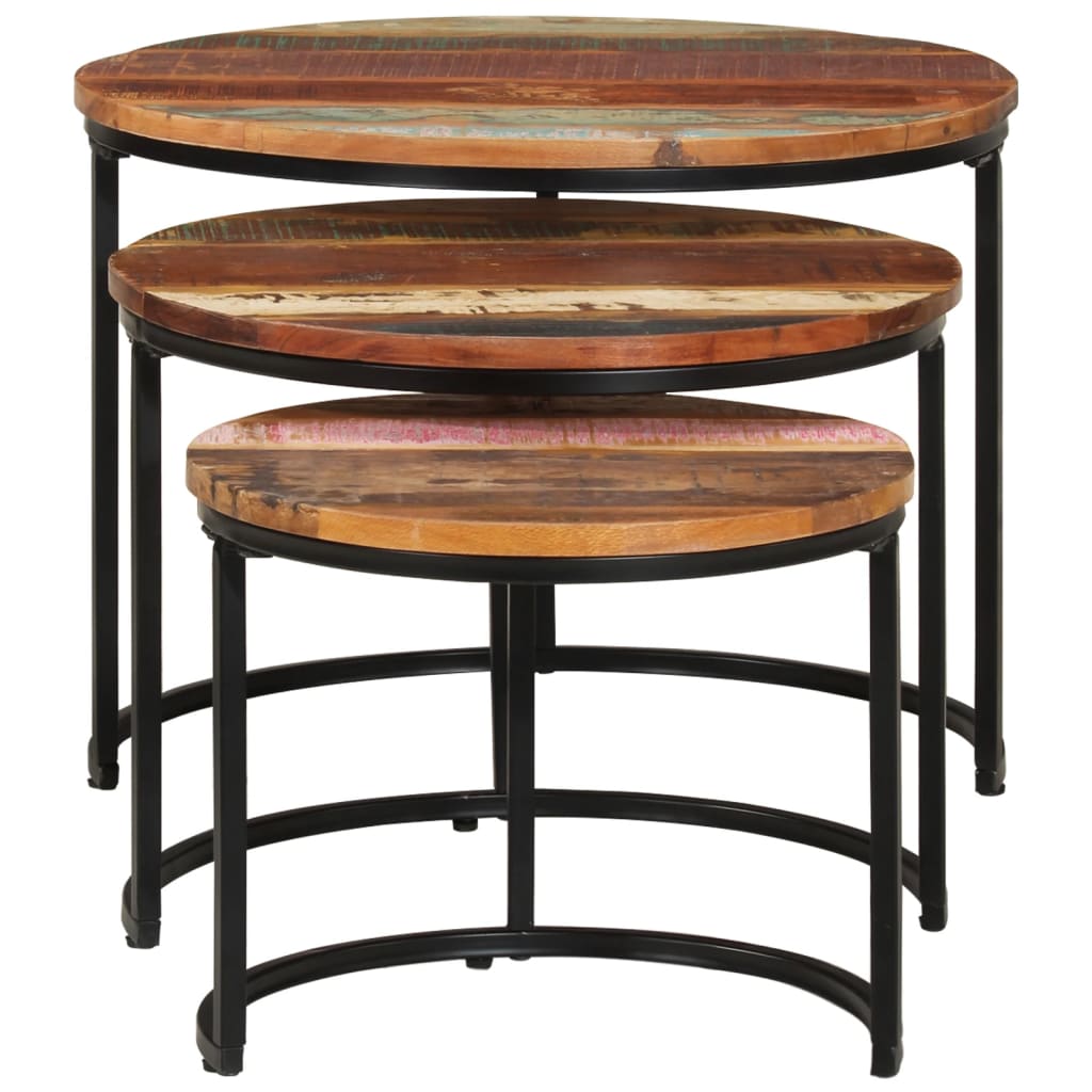 Tables gigognes 3 pcs Bois de récupération massif Tables basses vidaXL