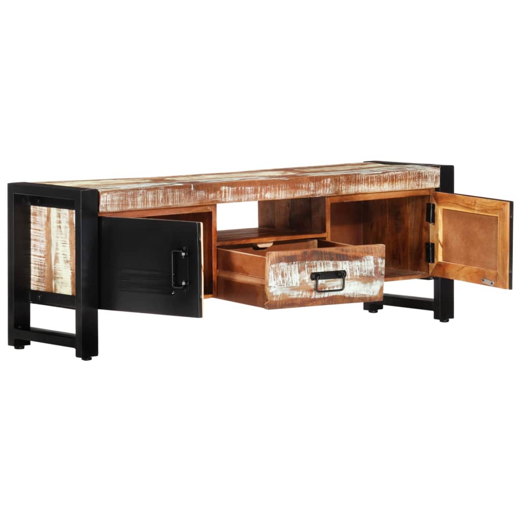 Meuble TV 120x30x40 cm Bois massif de récupération - XIOS