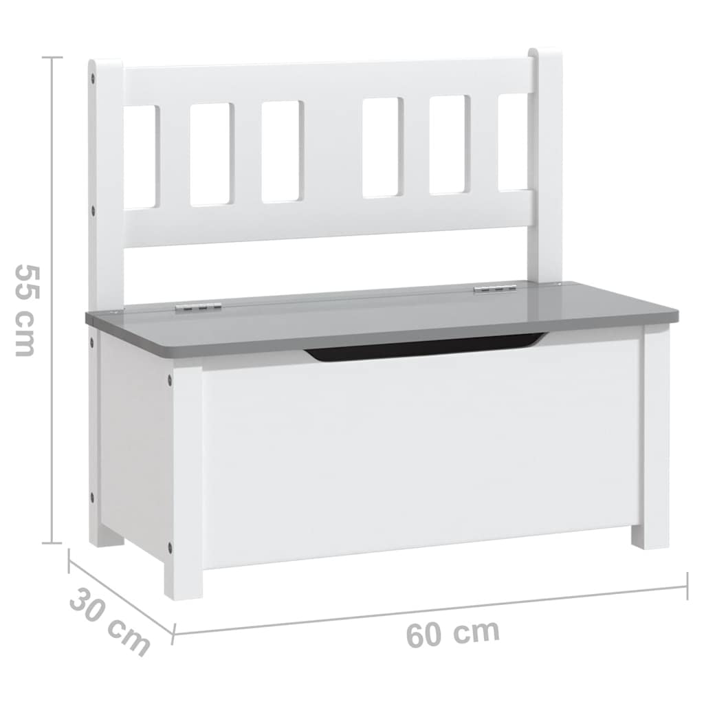 Banc de rangement pour enfants Blanc et gris 60x30x55 cm MDF Meubles pour bébés & tout-petits vidaXL