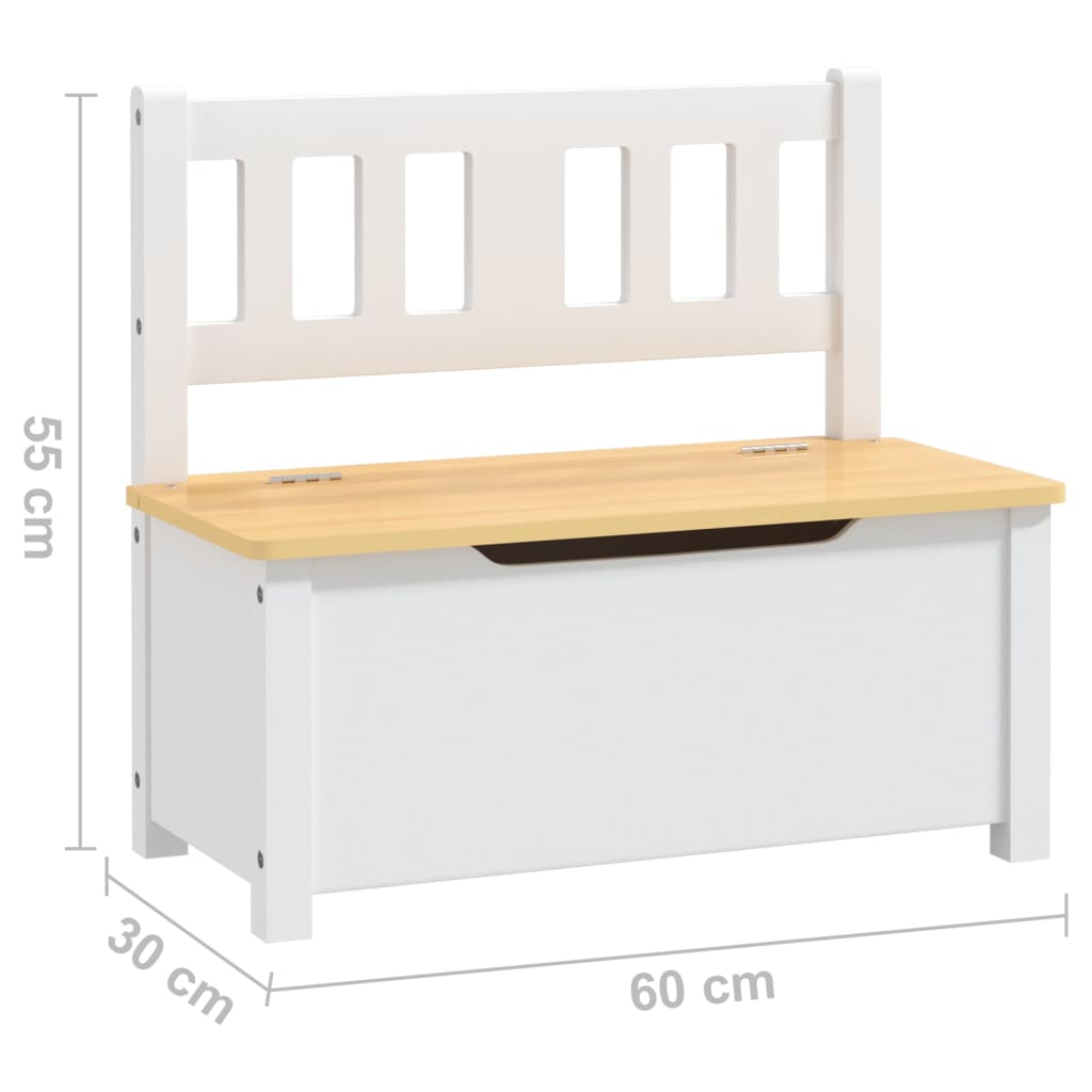 Banc de rangement pour enfants Blanc et beige 60x30x55 cm MDF Meubles pour bébés & tout-petits vidaXL
