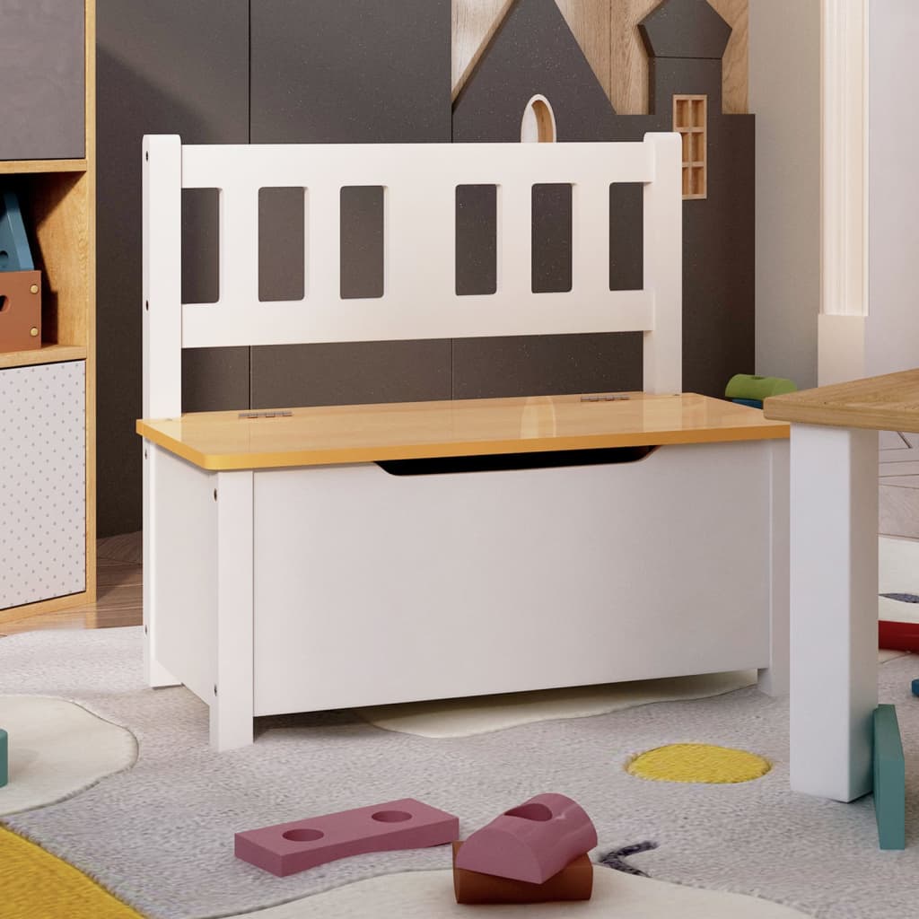 Banc de rangement pour enfants Blanc et beige 60x30x55 cm MDF Meubles pour bébés & tout-petits vidaXL