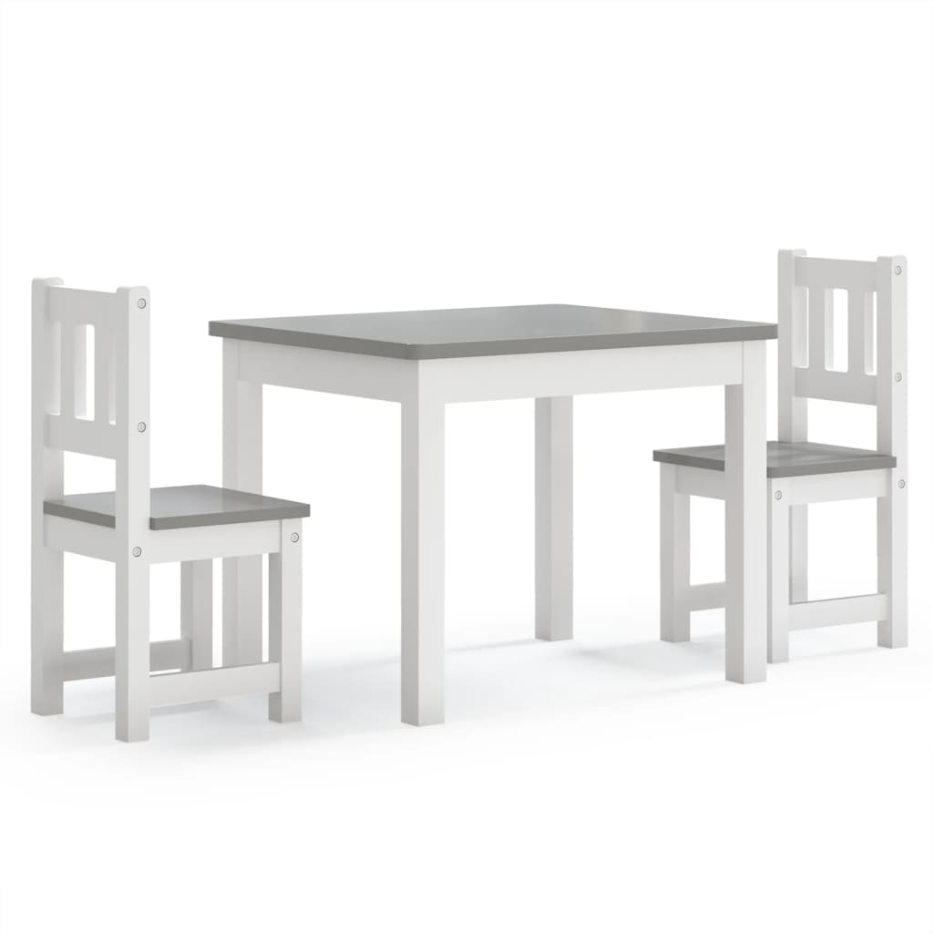 Ensemble de table et chaises enfants 3 pcs Blanc et gris MDF Meubles pour bébés & tout-petits vidaXL