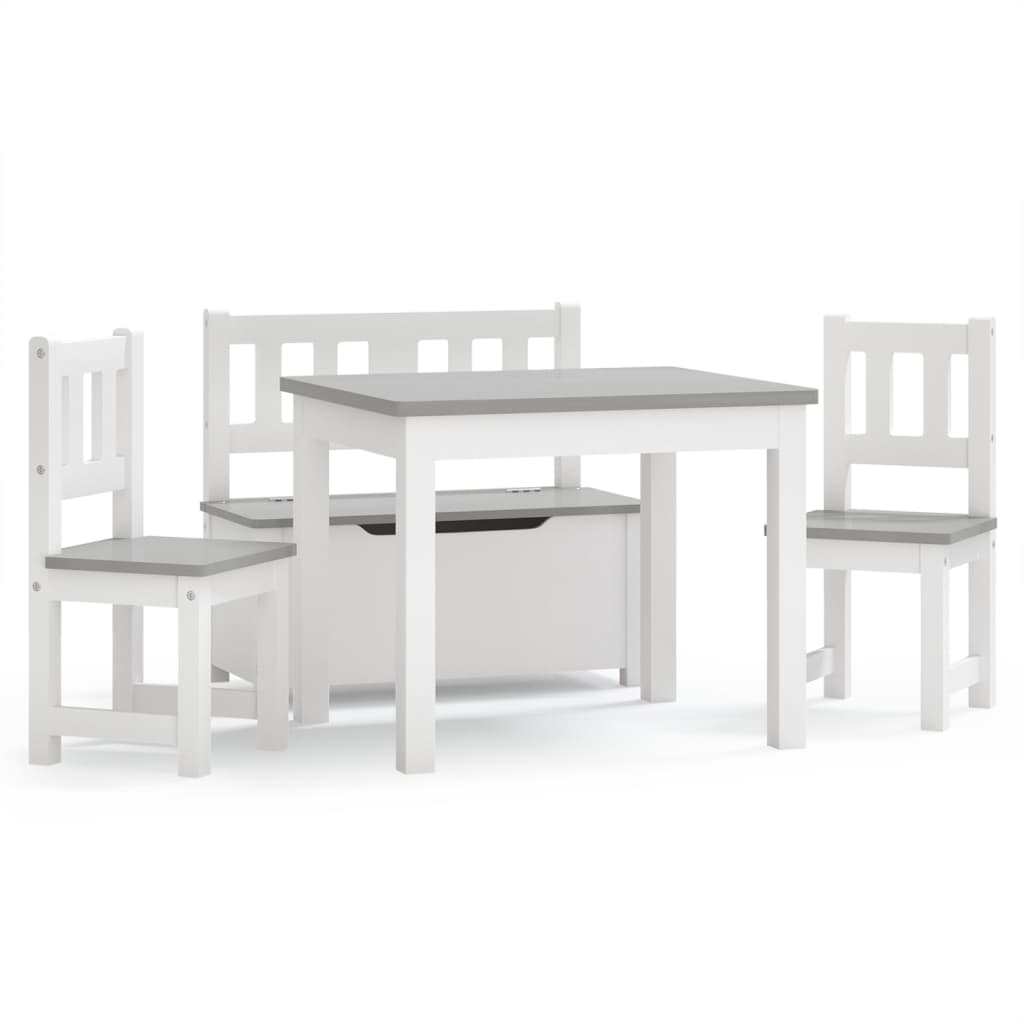 Ensemble de table et chaises enfants 4 pcs Blanc et gris MDF Meubles pour bébés & tout-petits vidaXL