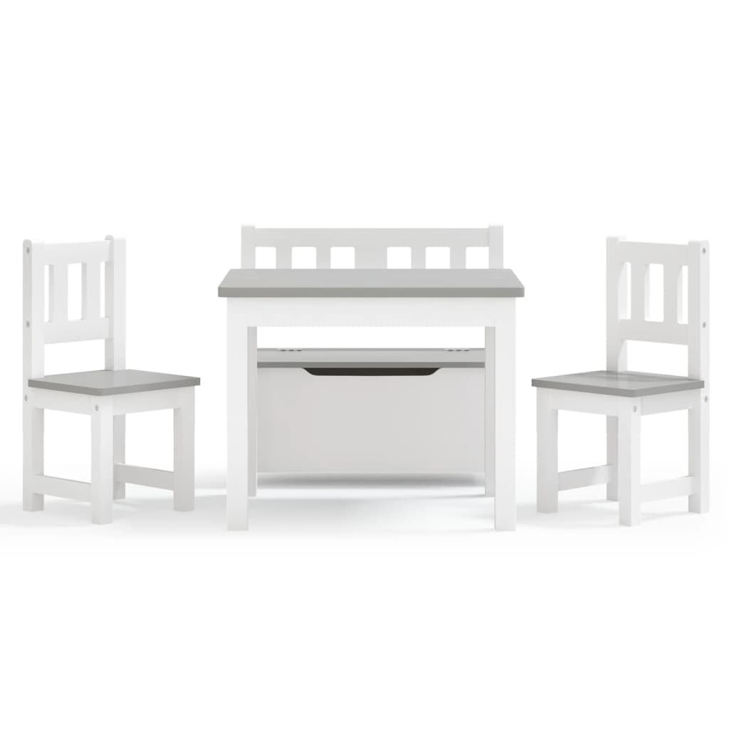 Ensemble de table et chaises enfants 4 pcs Blanc et gris MDF Meubles pour bébés & tout-petits vidaXL