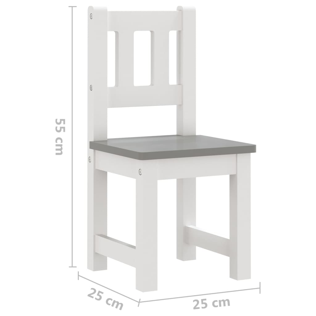 Ensemble de table et chaises enfants 4 pcs Blanc et gris MDF Meubles pour bébés & tout-petits vidaXL