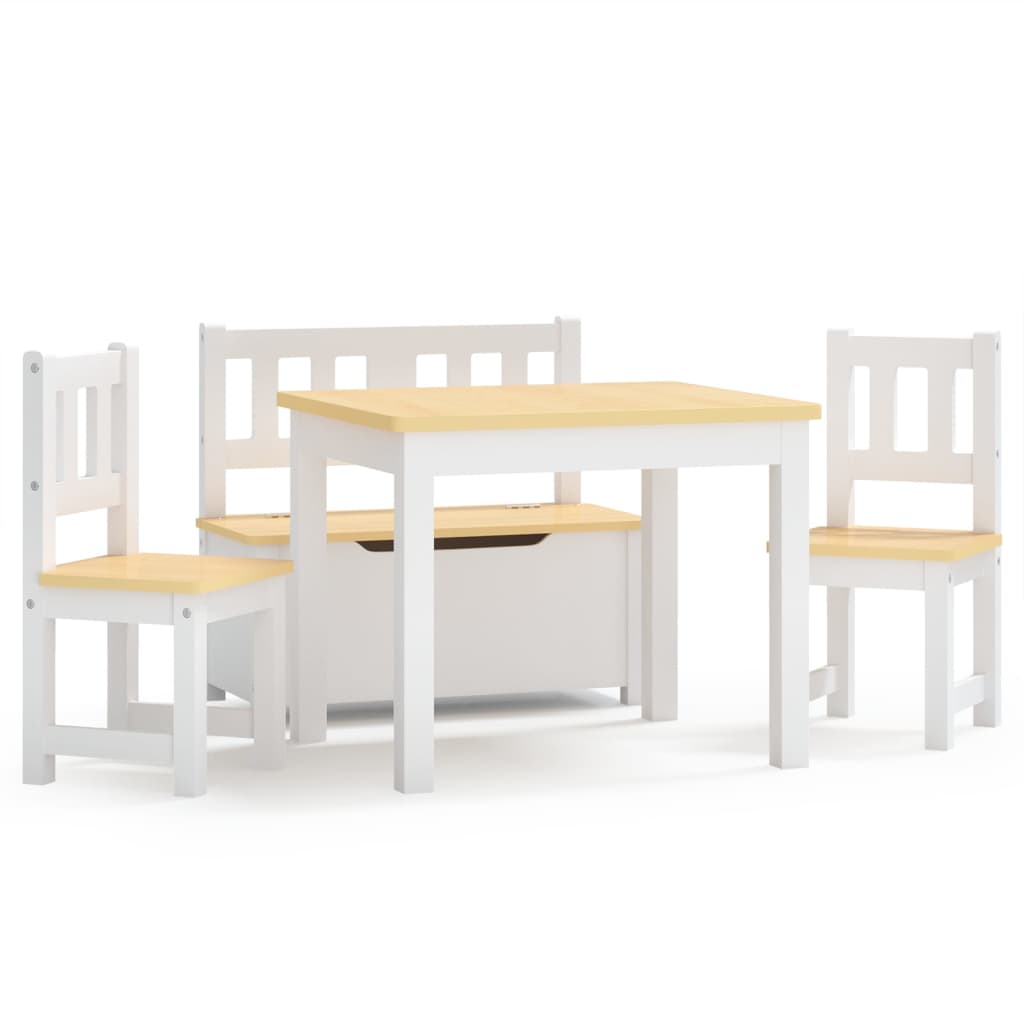 Ensemble de table et chaises enfants 4 pcs Blanc et beige MDF Meubles pour bébés & tout-petits vidaXL