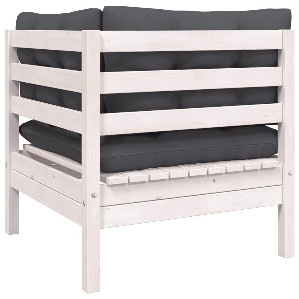 Canapé d'angle de jardin avec coussins Blanc Bois de pin massif Éléments pour canapés modulables de jardin vidaXL