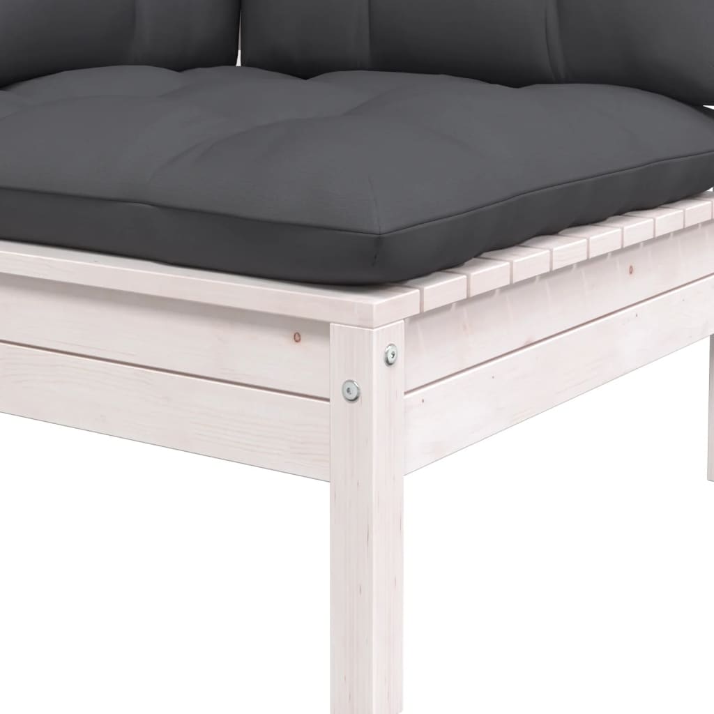 Canapé d'angle de jardin avec coussins Blanc Bois de pin massif Éléments pour canapés modulables de jardin vidaXL