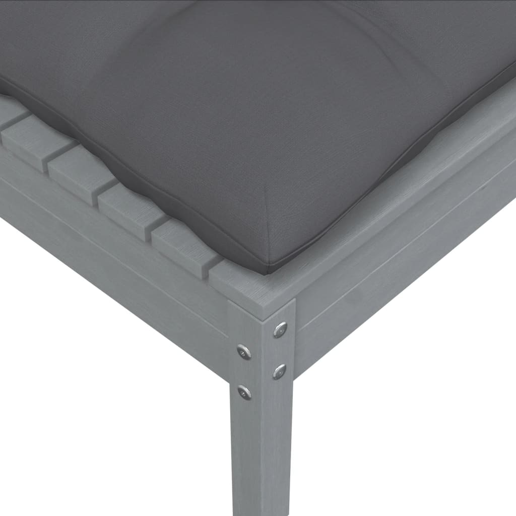 Repose-pied de jardin avec coussin anthracite Bois de pin gris Éléments pour canapés modulables de jardin vidaXL