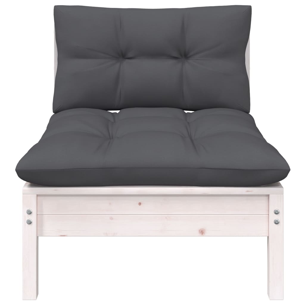 Canapé 2 places de jardin et coussins Blanc Bois de pin solide Éléments pour canapés modulables de jardin vidaXL