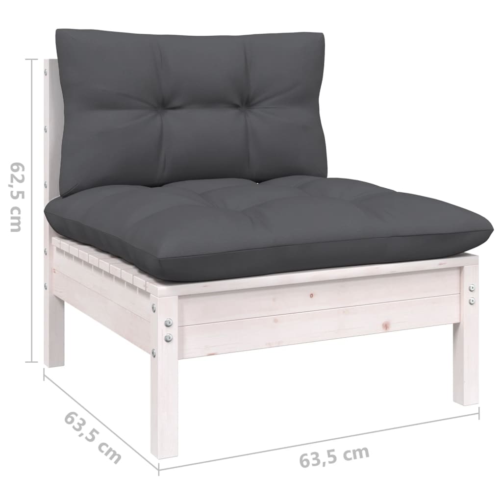 Canapé 2 places de jardin et coussins Blanc Bois de pin solide Éléments pour canapés modulables de jardin vidaXL