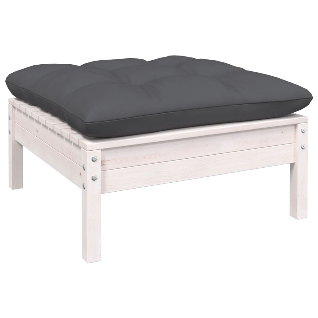 Canapé 2 places de jardin et coussins Blanc Bois de pin solide Éléments pour canapés modulables de jardin vidaXL